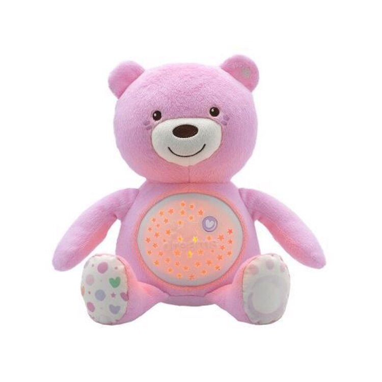 Chicco medvedík s projektorom ružováCHICCO Medvedík uspávačik s projektorom a hudbou Baby Bear First Dreams - ružová 0m