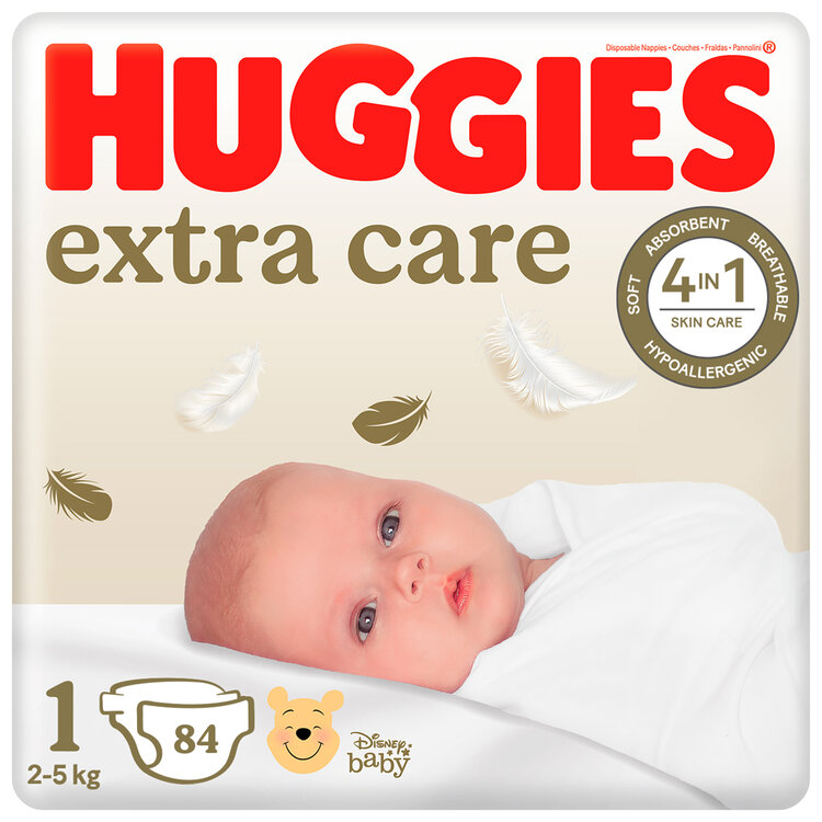 HUGGIES Elite Soft 1 84 ksHUGGIES® Extra Care plienky jednorazové 1 (2-5 kg) 84 ks