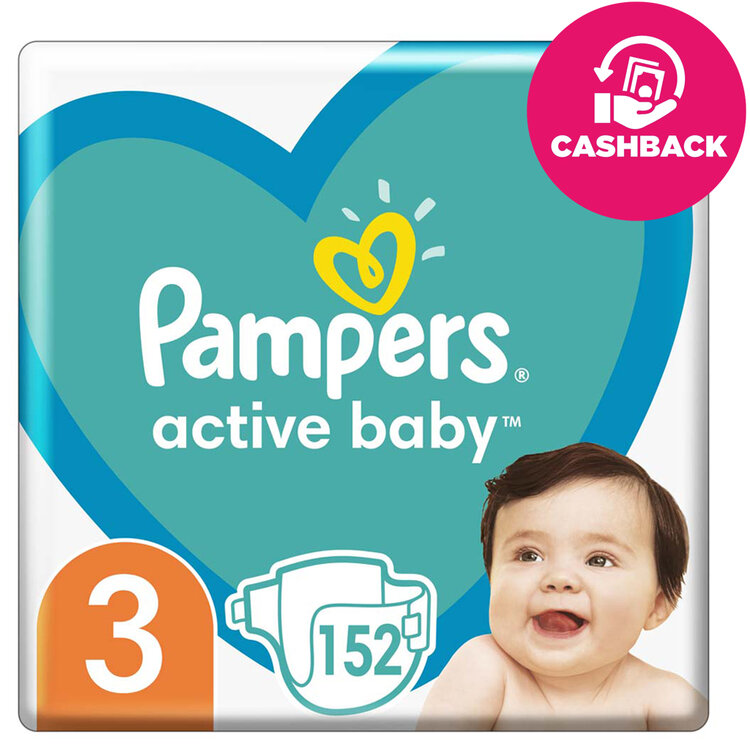 Pampers Active Baby 3 6-10 kg Megapack 152 ksPAMPERS Active Baby Plienky jednorazové 3 (6-10 kg) 152 ks - MEGA PACK