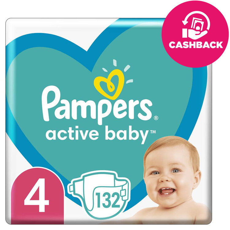 Pampers Active Baby 4 Maxi 9-14 kg 132PAMPERS Active Baby Plienky jednorazové 4 (9-14 kg) 132 ks