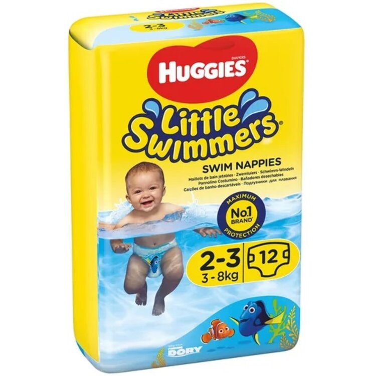 Huggies Little Swimmers 2-3 3-8 kg 12 ksHUGGIES® Little Swimmers Plienky do vody jednorazové 2-3 (3-8 kg) 12 ks