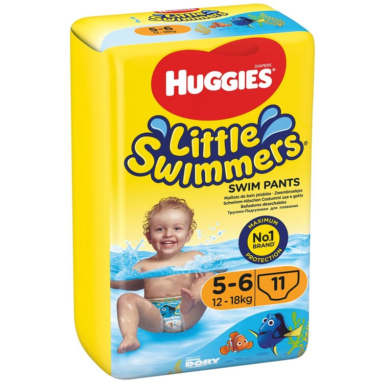 Huggies Little Swimmers 5-6 12-18 kg 11 ksHUGGIES® Little Swimmers Plienky do vody jednorazové 5-6 (12-18 kg) 11 ks