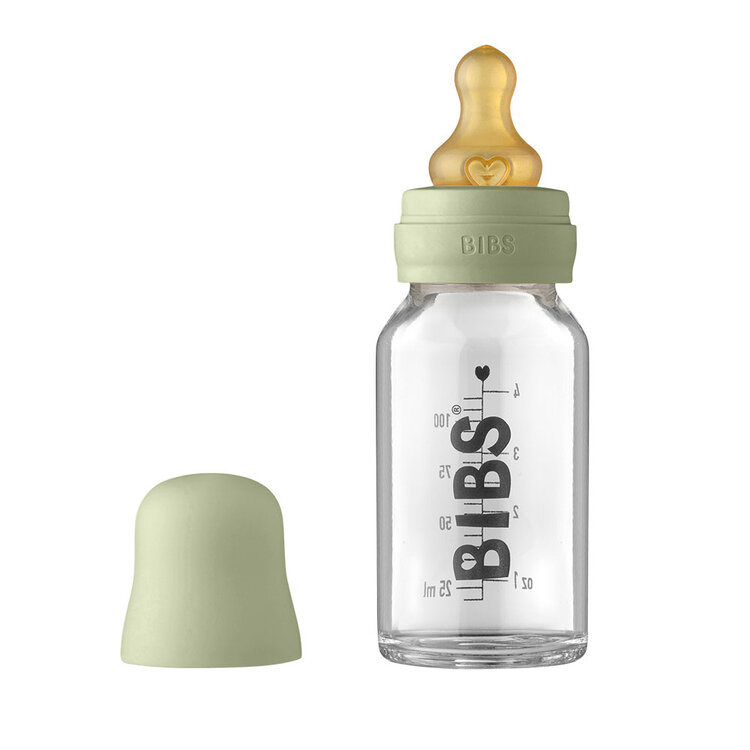 Bibs Baby Bottle sklenená fľaša 110ml sageBIBS Fľaša sklenená Baby Bottle 110ml Sage