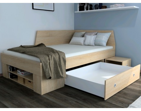 Úložná posteľ so zástenou Junior 120x200 cm  dub sonoma 