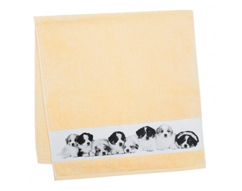 Detská osuška 75x150 cm  motiv šteňatá  žltá 