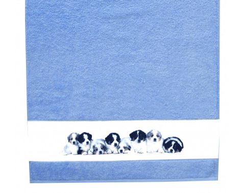 Detská osuška 75x150 cm  motív šteňatá  modrá 