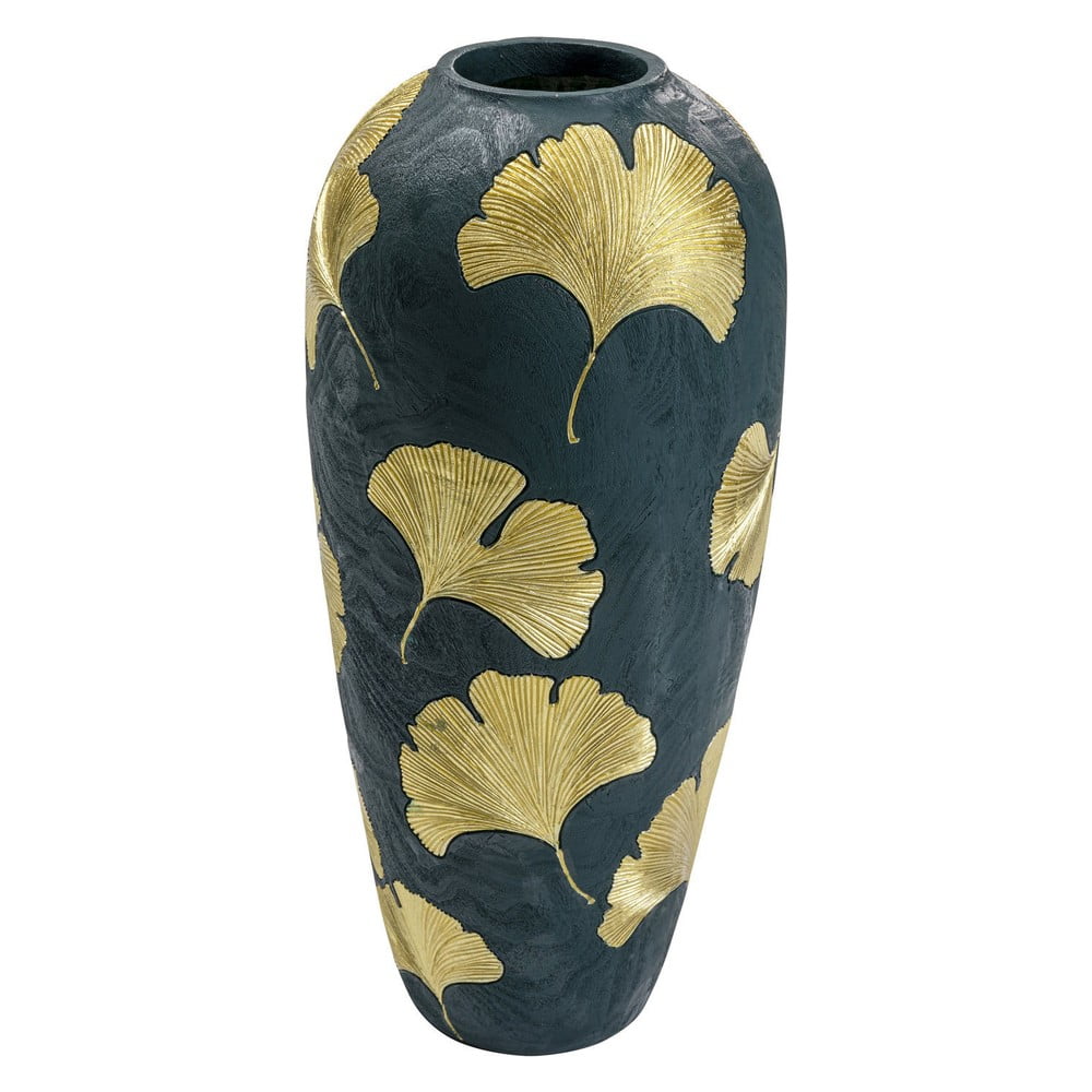 Tmavozelená váza so zlatými listami Kare Design legance výška 74 cm