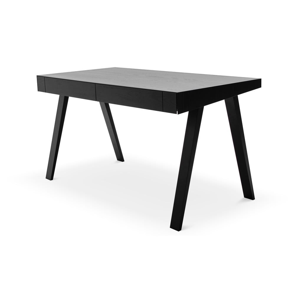 Čierny písací stôl s nohami z jaseňového dreva EMKO 49 140 x 70 cm