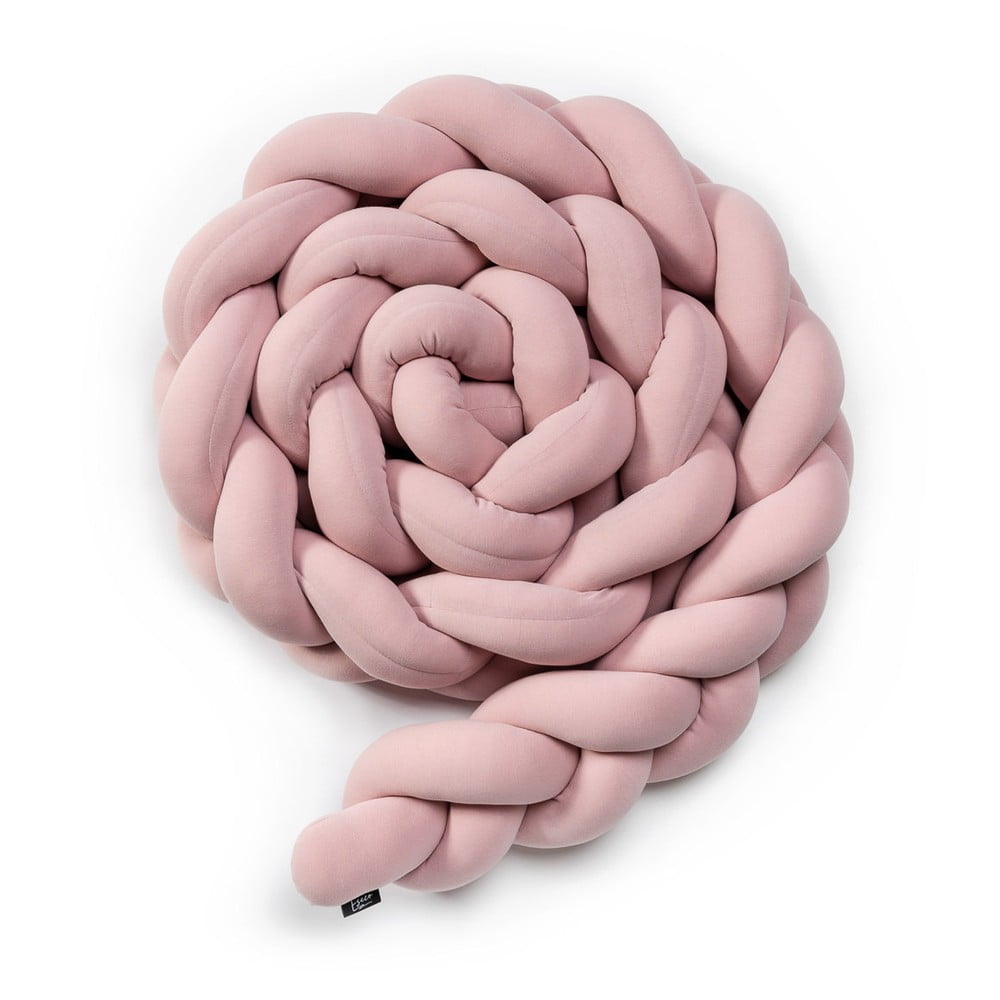 Ružový bavlnený pletený mantinel do postieľky ESECO dĺžka 220 cm