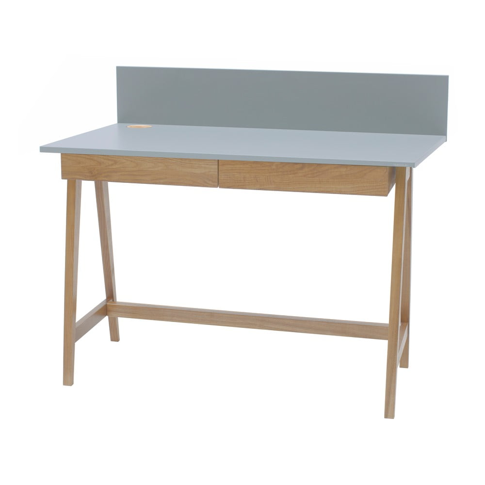 Sivý písací stôl s podnožím z jaseňového dreva Ragaba Luka dĺžka 110 cm