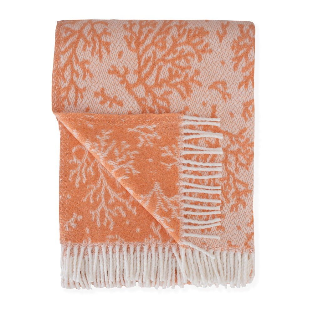 Oranžový pléd s podielom bavlny Euromant Coral 140 x 180 cm