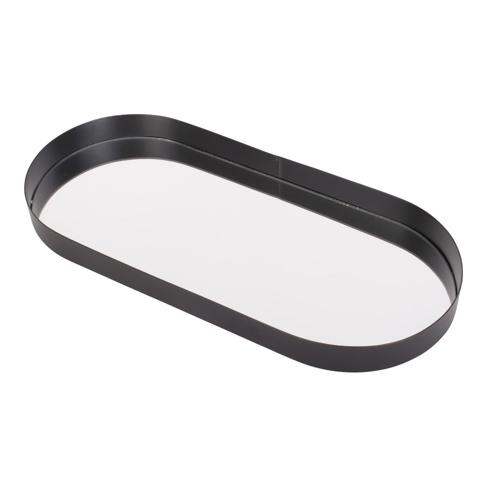 Čierny podnos so zrkadlom PT LIVING Oval šírka 18 cm
