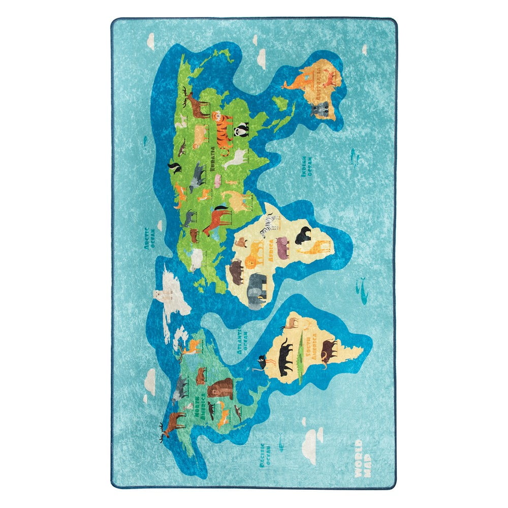 Modrý detský protišmykový koberec Chilam Map 200 x 290 cm