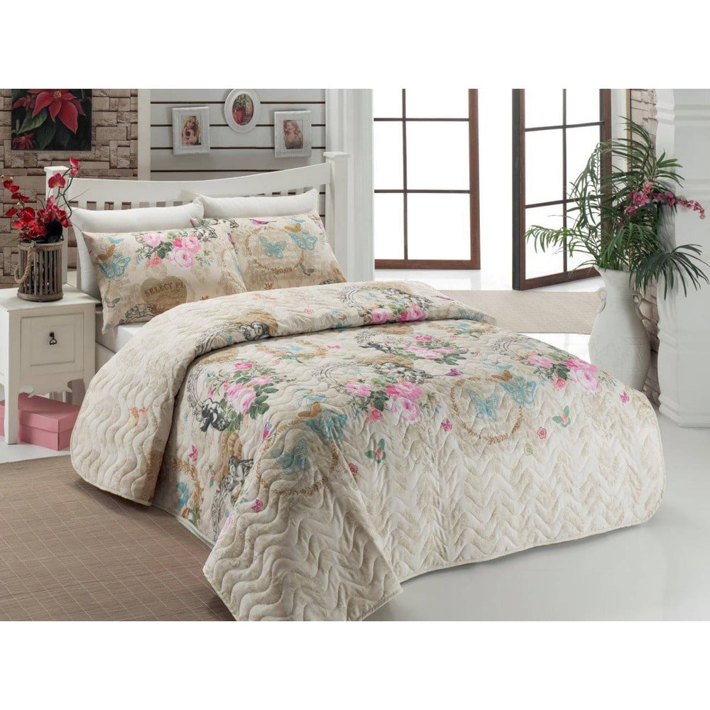 Prikrývka cez posteľ na dvojlôžko s obliečkami na vankúše Angel 200 × 220 cm