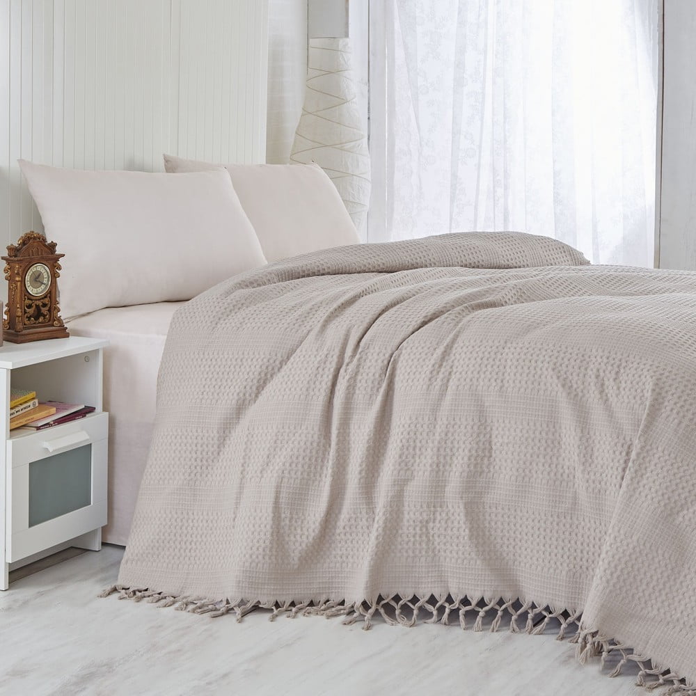 Hnedý bavlnený ľahký pléd na posteľ Brown 220 × 240 cm