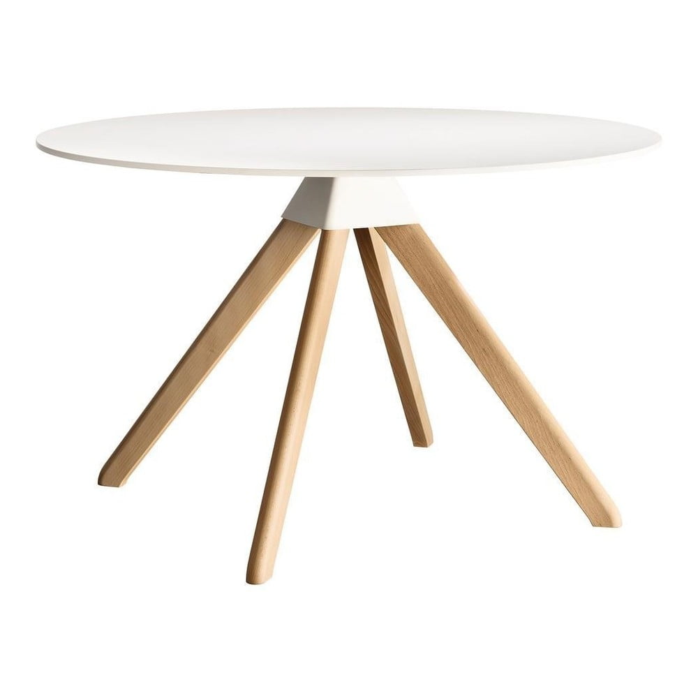 Biely jedálenský stôl s podnožím z bukového dreva Magis Cuckoo ø 120 cm