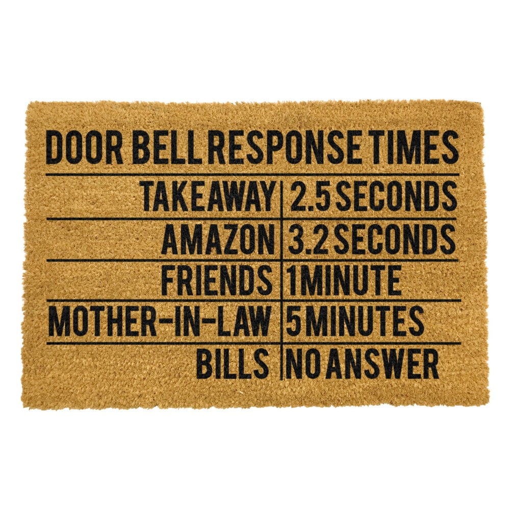 Rohožka z prírodného kokosového vlákna Artsy Doormats Door Bell Response Times 40 x 60 cm