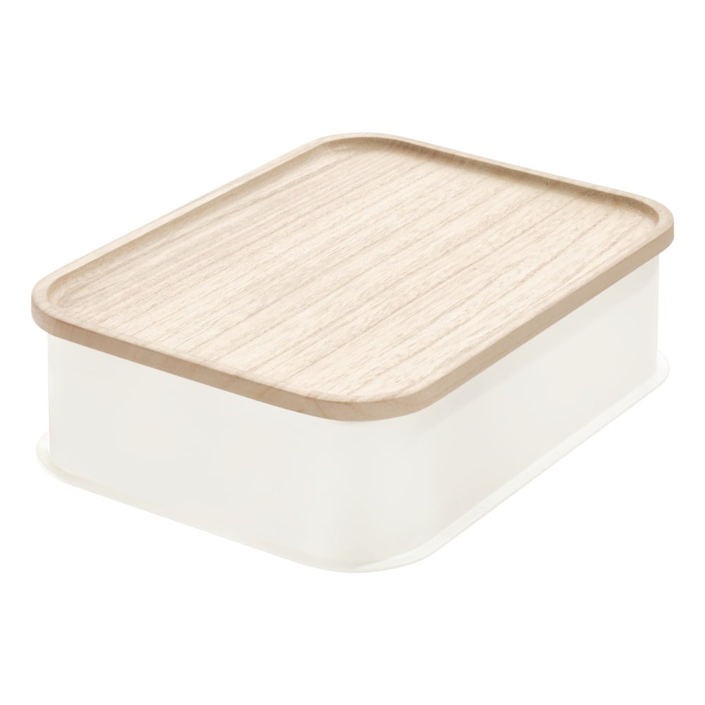 Biely úložný box s vekom z dreva paulownia iDesign Eco 213 x 302 cm