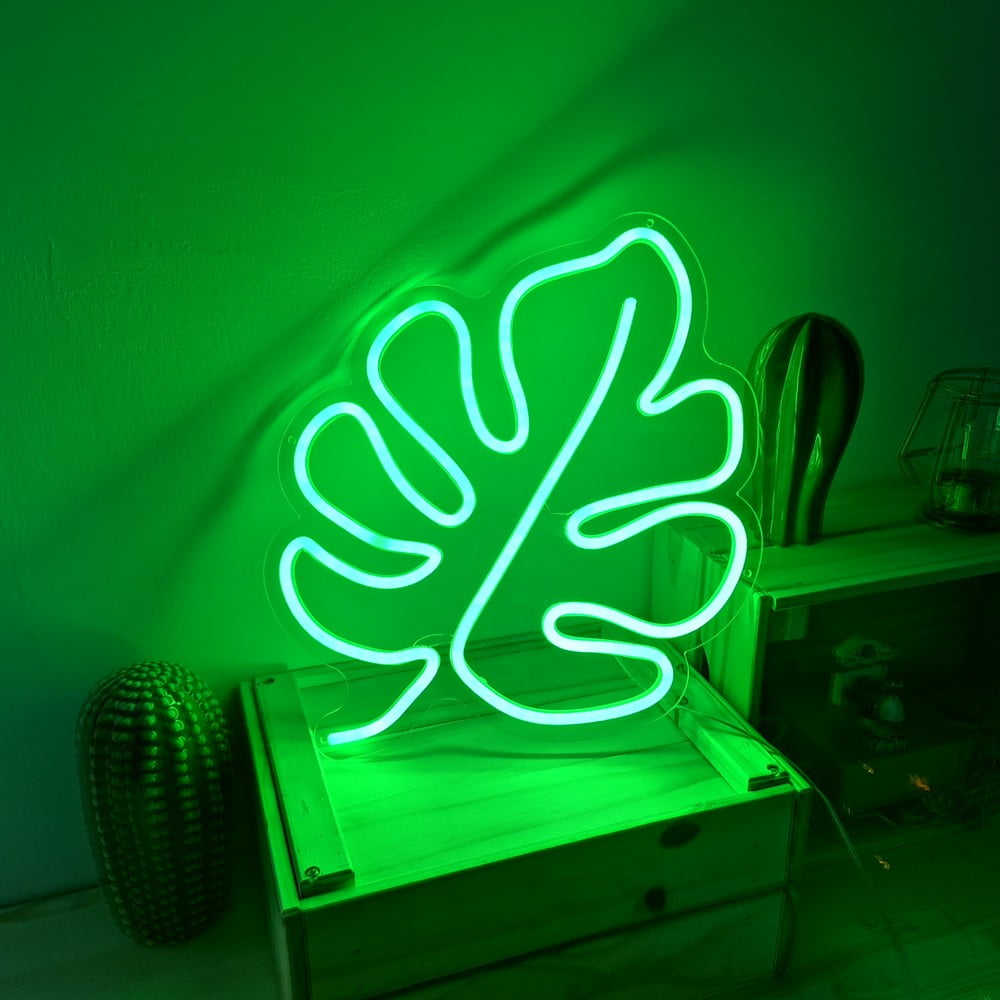 Zelená nástenná svietiaca dekorácia Candy Shock Leaf 30 x 40 cm