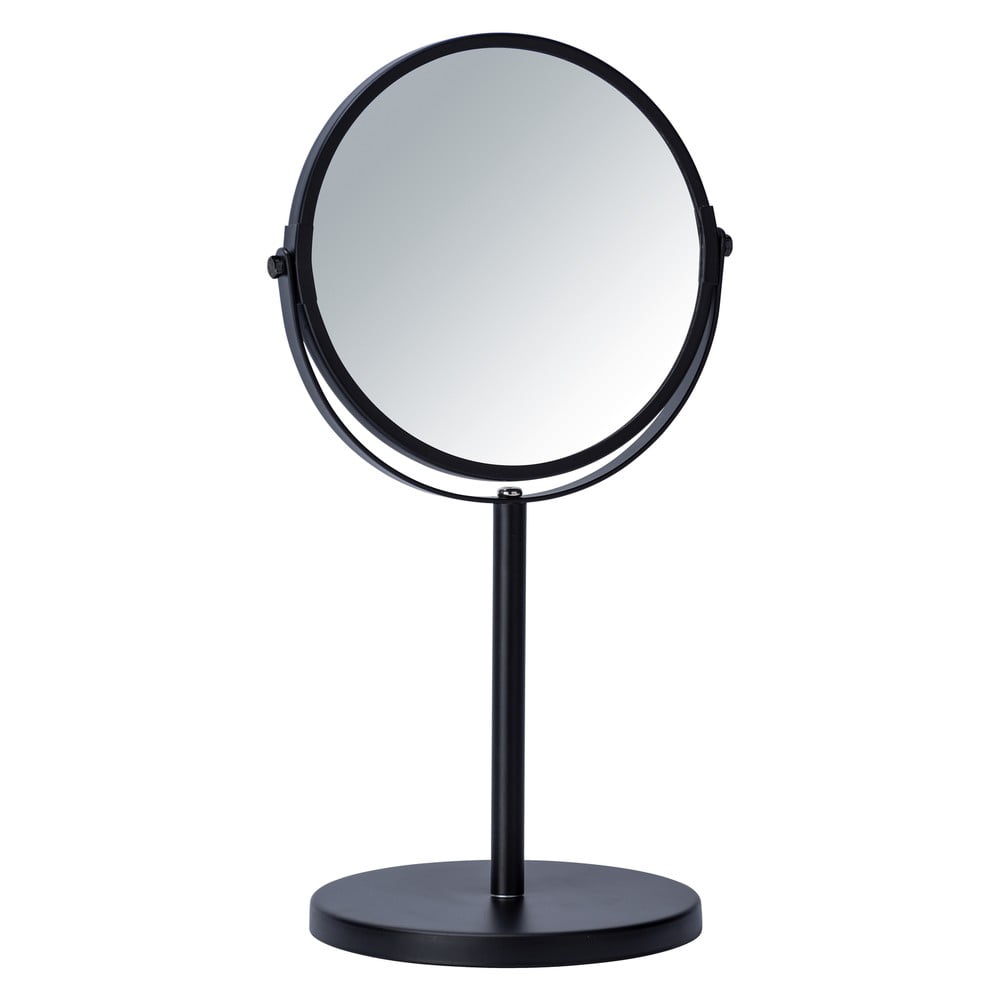 Čierne kozmetické zrkadlo Wenko Assisi ⌀ 17 cm