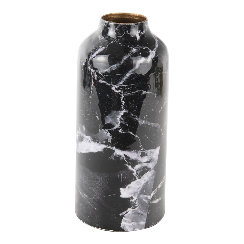 Čierno-biela železná váza PT LIVING Marble výška 20 cm