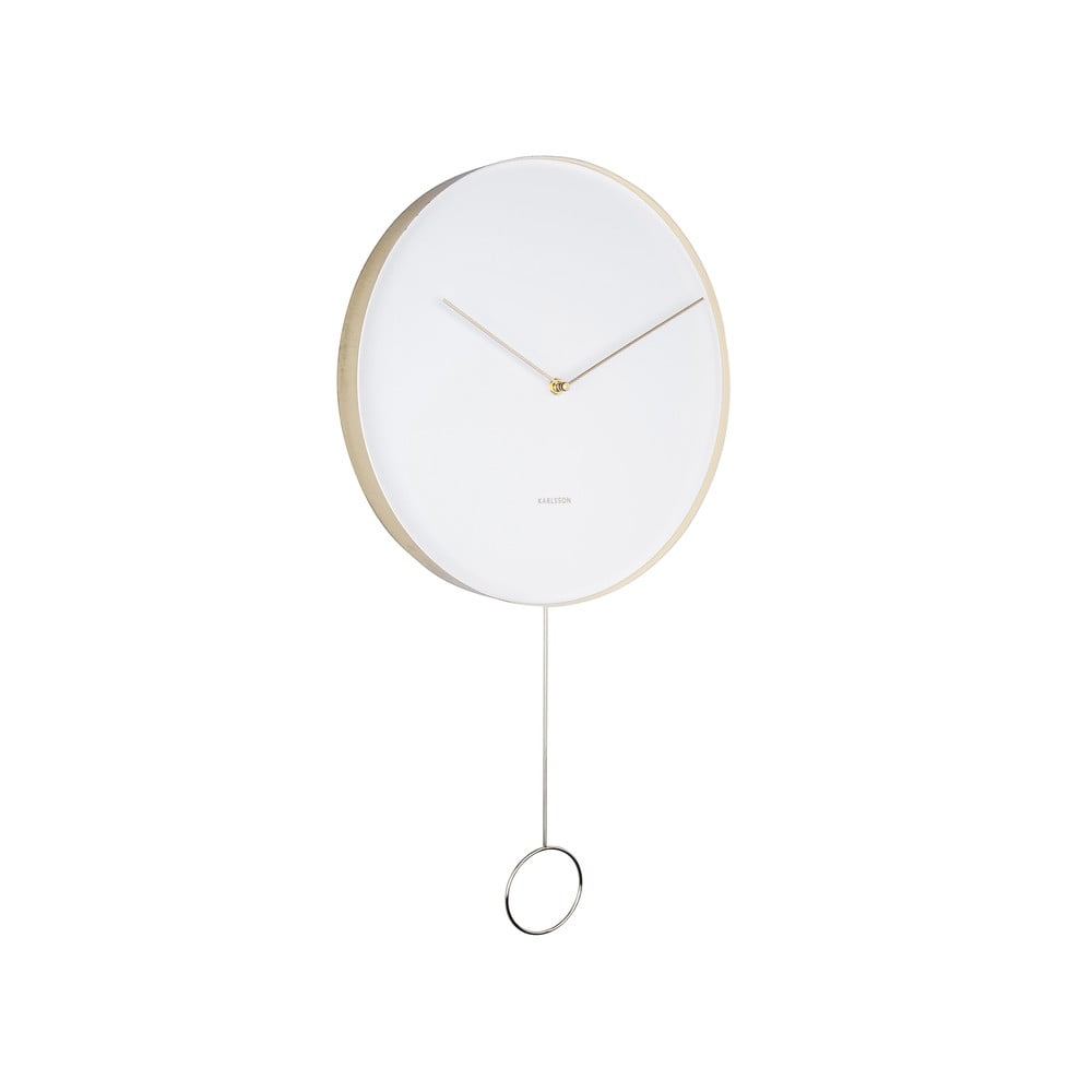 Biele nástenné kyvadlové hodiny Karlsson Pendulum ø 34 cm