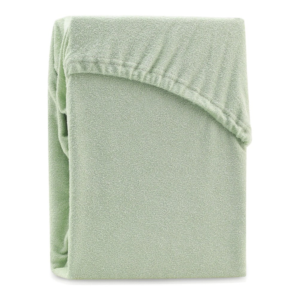 Zelená elastická plachta na dvojlôžko AmeliaHome Ruby Olive Siesta 180-200 x 200 cm