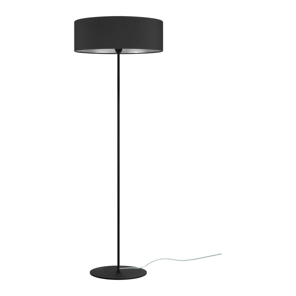 Čierna stojacia lampa s detailom v striebornej farbe Bulb Attack Tres XL ⌀ 45 cm