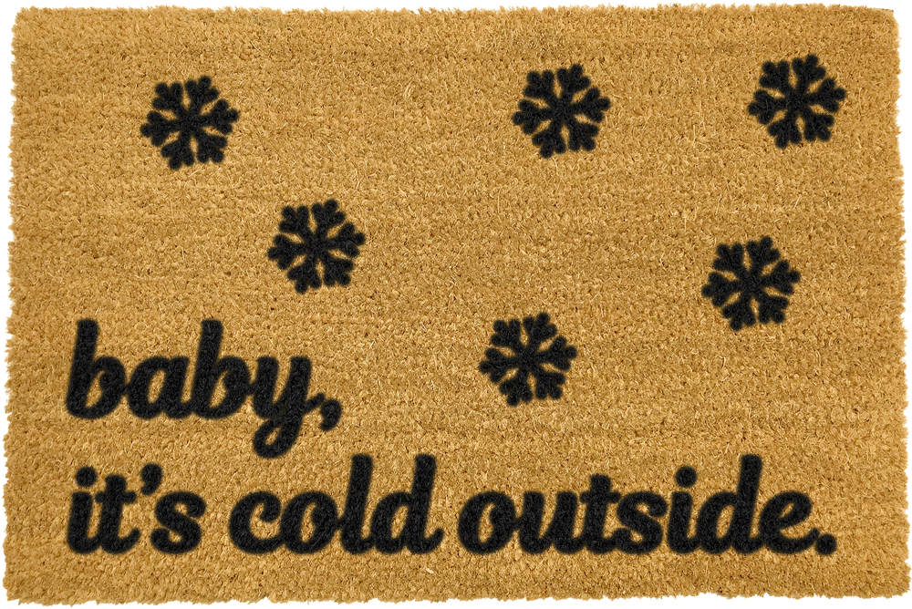 Čierna rohožka z prírodného kokosového vlákna Artsy Doormats Baby Its Cold Outside 40 x 60 cm