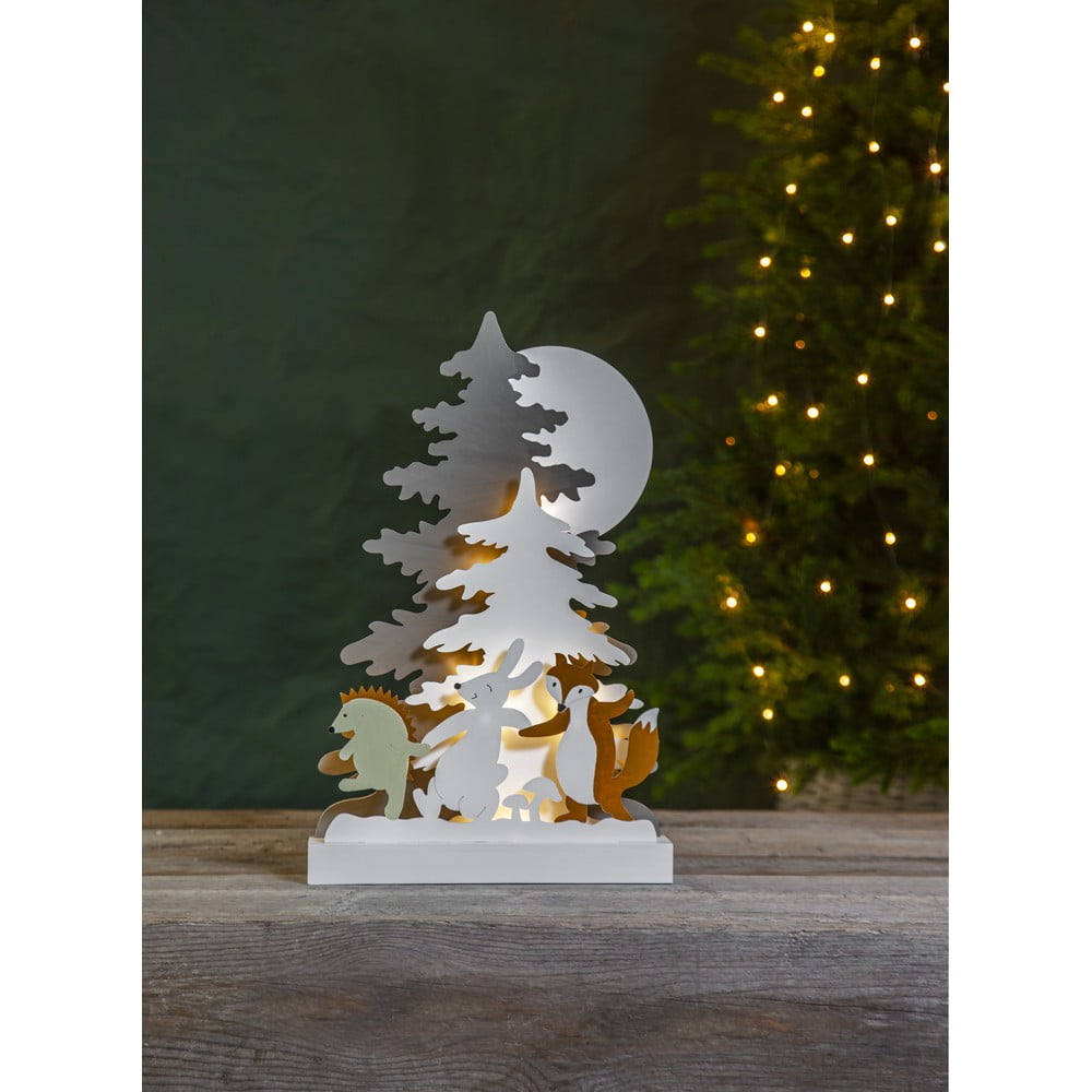 Vianočná drevená svetelná LED dekorácia Star Trading Forest Friends výška 44 cm