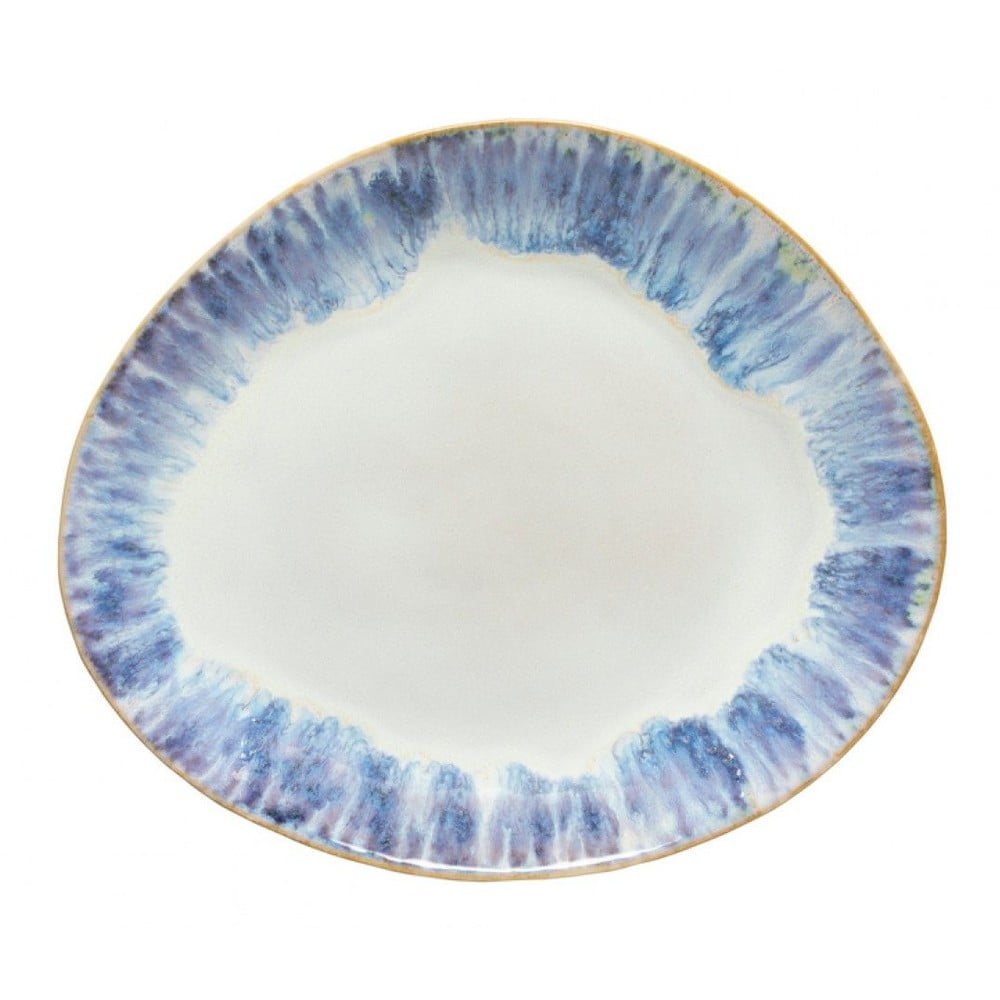 Bielo-modrý kameninový oválny tanier Costa Nova Brisa ⌀ 27 cm