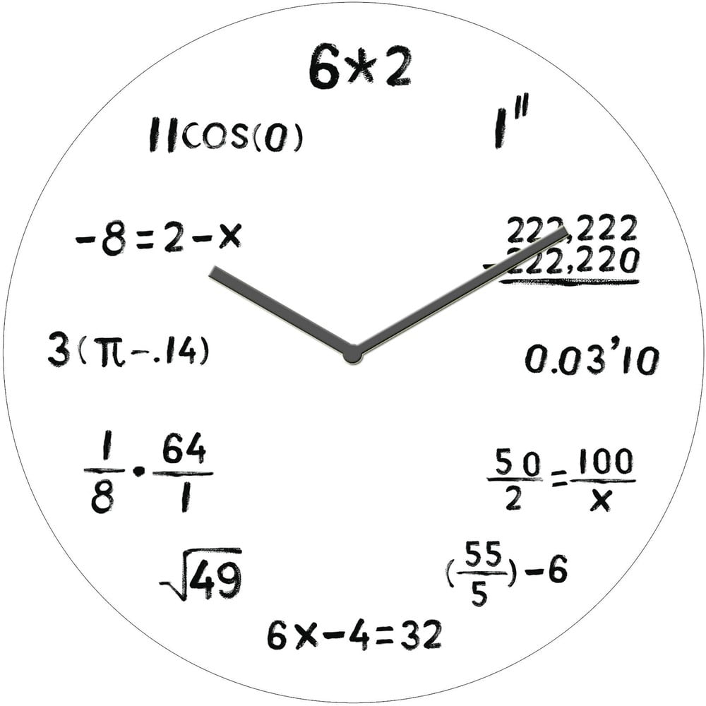 Biele sklenené nástenné hodiny Postershop Mathematics ø 30 cm