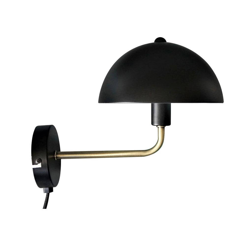 Nástenná lampa v čierno-zlatej farbe Leitmotiv Bonnet výška 25 cm