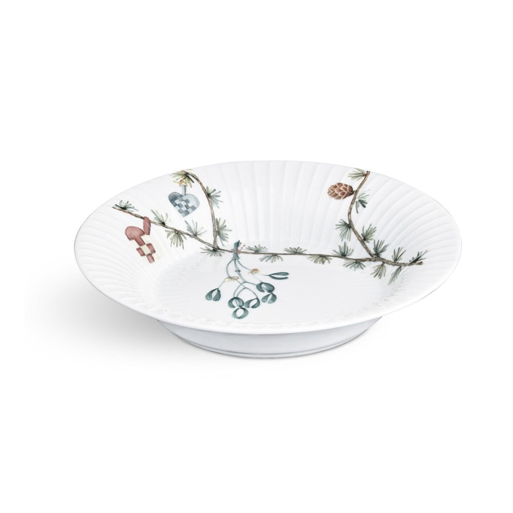 Biely porcelánový vianočný polievkový tanier Kähler Design Hammershoi ⌀ 21 cm