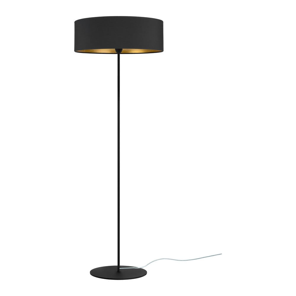Čierna stojacia lampa s detailom v zlatej farbe Bulb Attack Tres XL ⌀ 45 cm