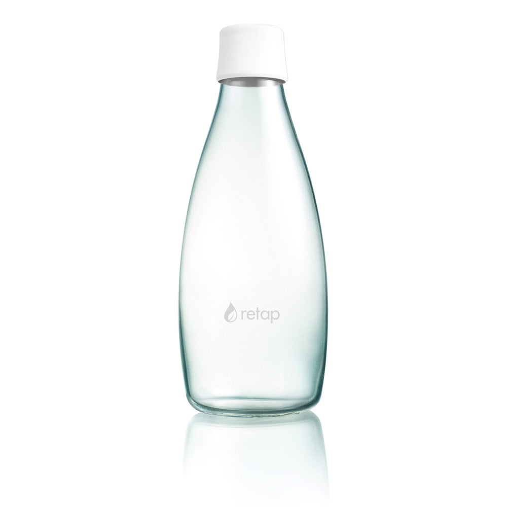Biela sklenená fľaša ReTap s doživotnou zárukou 800 ml