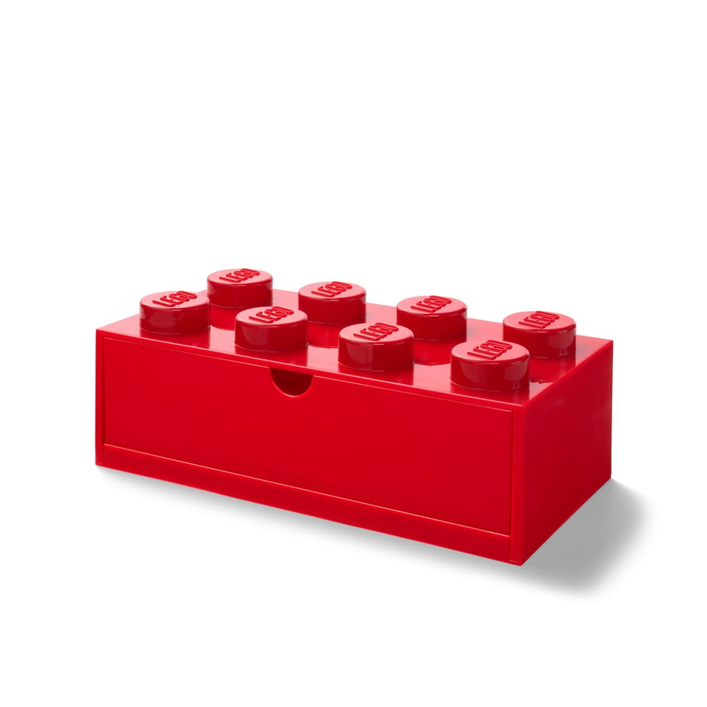 Červený stolový box so zásuvkou LEGO® 31 x 16 cm