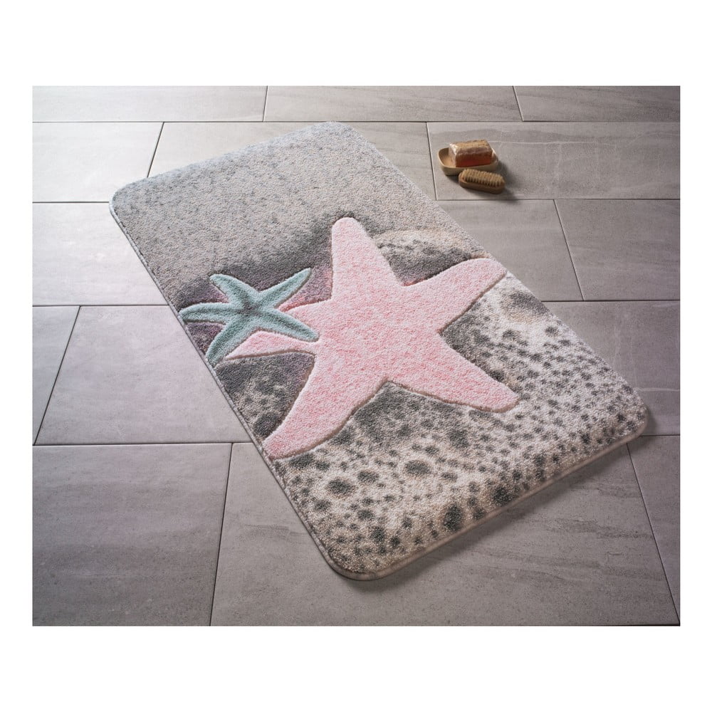 Vzorovaná ružová predložka do kúpeľne Confetti Bathmats Starfish 80 × 140 cm