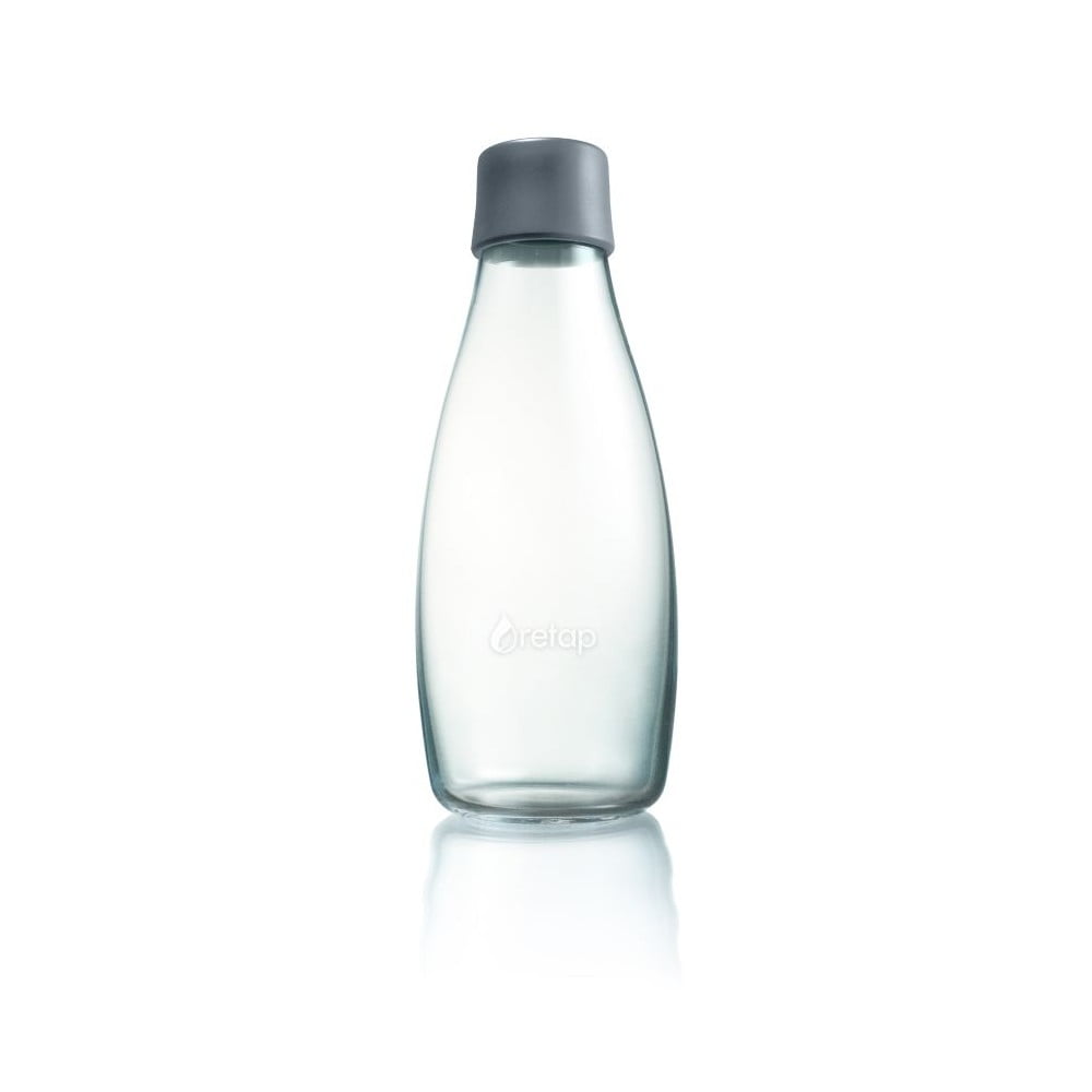 Sivá sklenená fľaša ReTap s doživotnou zárukou 500 ml