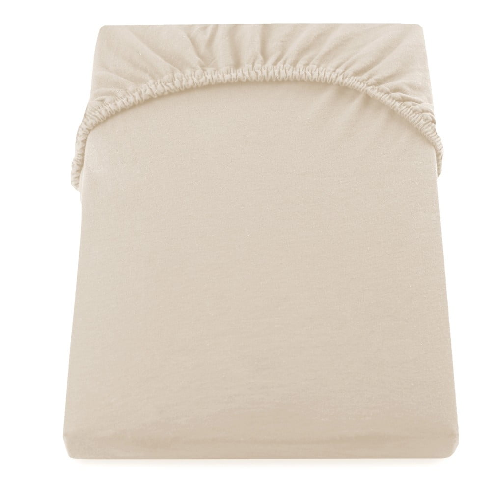 Béžová elastická bavlnená plachta DecoKing Amber Collection 220240 x 200 cm