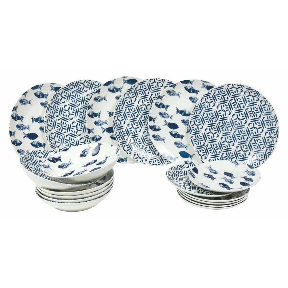 18-dielna súprava porcelánových tanierov Villa dEste Pesce