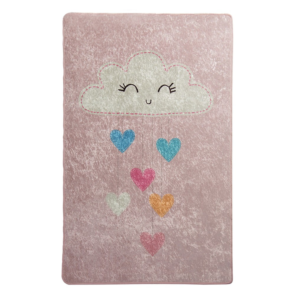 Ružový detský protišmykový koberec Chilam Baby Cloud 140 x 190 cm