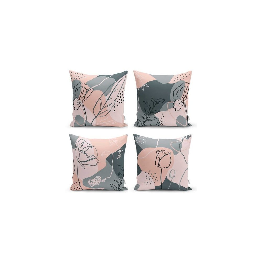 Súprava 4 dekoratívnych obliečok na vankúše Minimalist Cushion Covers Draw Art 45 x 45 cm