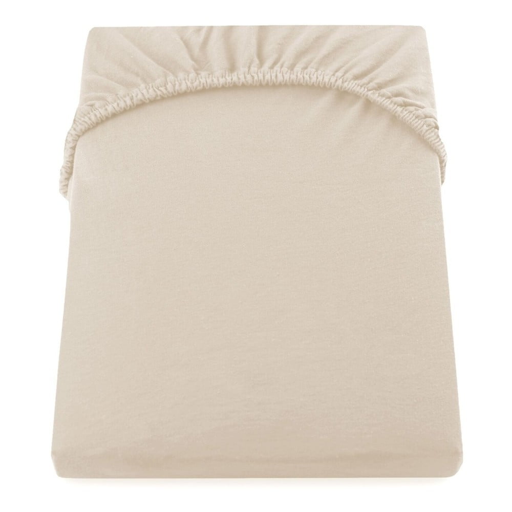Béžová elastická bavlnená plachta DecoKing Amber Collection 100120 x 200 cm