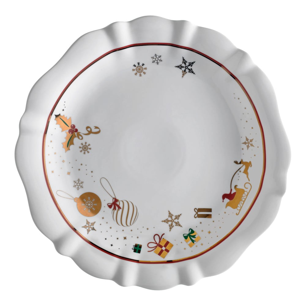 Biely porcelánový tanier s vianočným motívom Brandani Alleluia ⌀ 30 cm