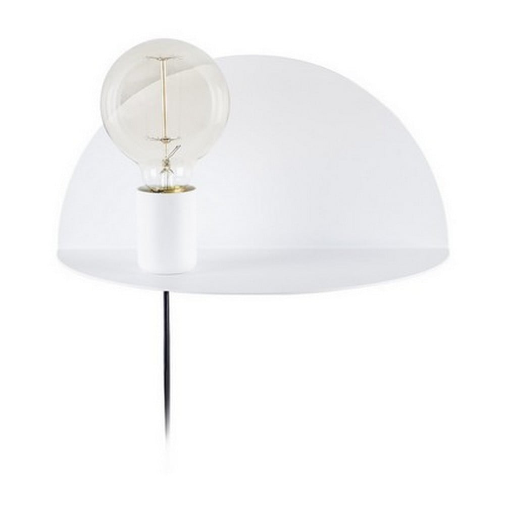 Biele nástenné svietidlo s poličkou Homemania Decor Shelfie dĺžka 15 cm