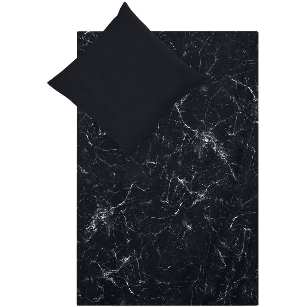 Čierne obliečky na jednolôžko z bavlneného perkálu Westwing Collection Malin 135 x 200 cm
