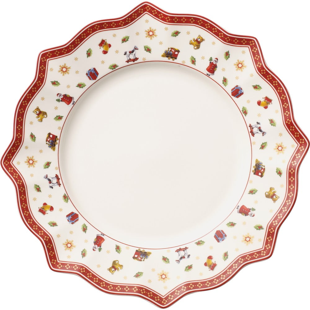 Bielo-červený porcelánový vianočný tanier Toys Delight VilleroyBoch ø 29 cm