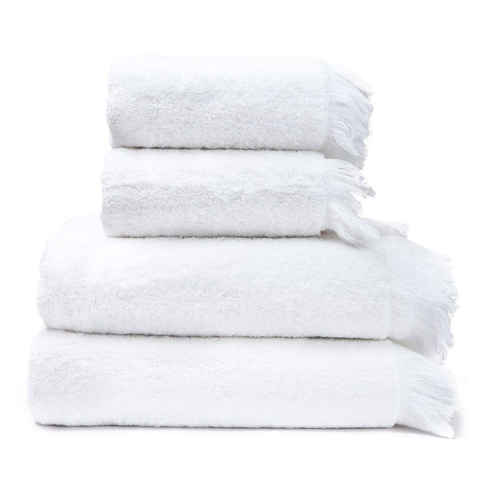 Sada 2 bielych uterákov a 2 osušiek zo 100 bavlny Bonami Selection 50 × 90  70 × 140 cm
