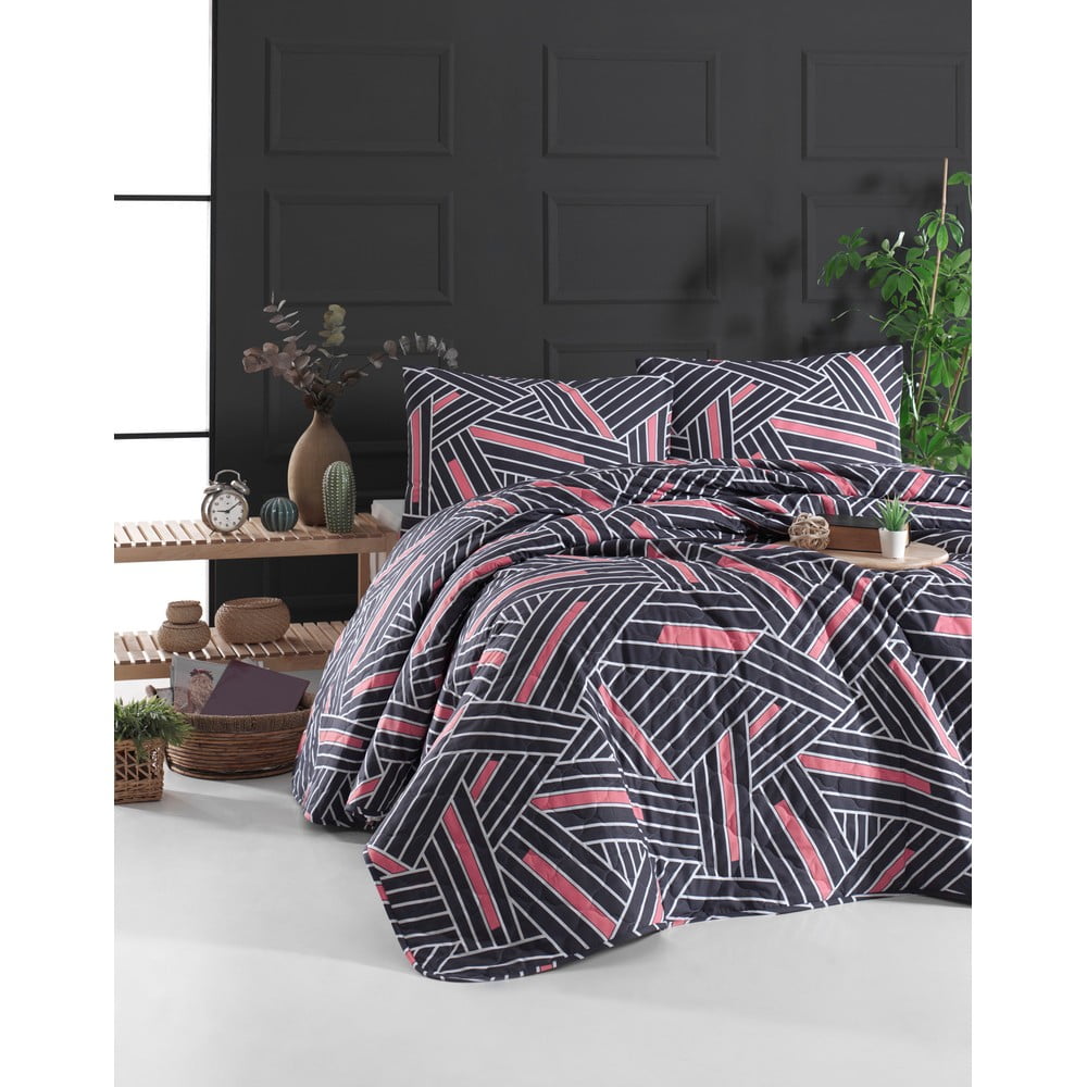Prikrývka cez posteľ s obliečkou na vankúš z ranforce bavlny EnLora Home Magnolia 180 x 225 cm